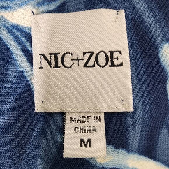 Nic+Zoe Womens Vintage Botanical Tank M Blue White Printed Woven V Neck Ragland - Picture 6 of 8